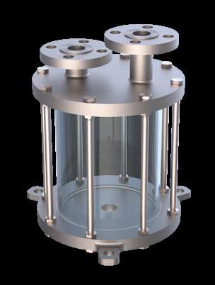 Azeotropic separation tubular sight flow indicator with separation flanges and glass tube