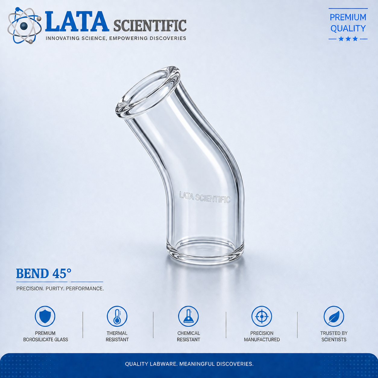 Borosilicate glass 45 degree bend with beaded ends