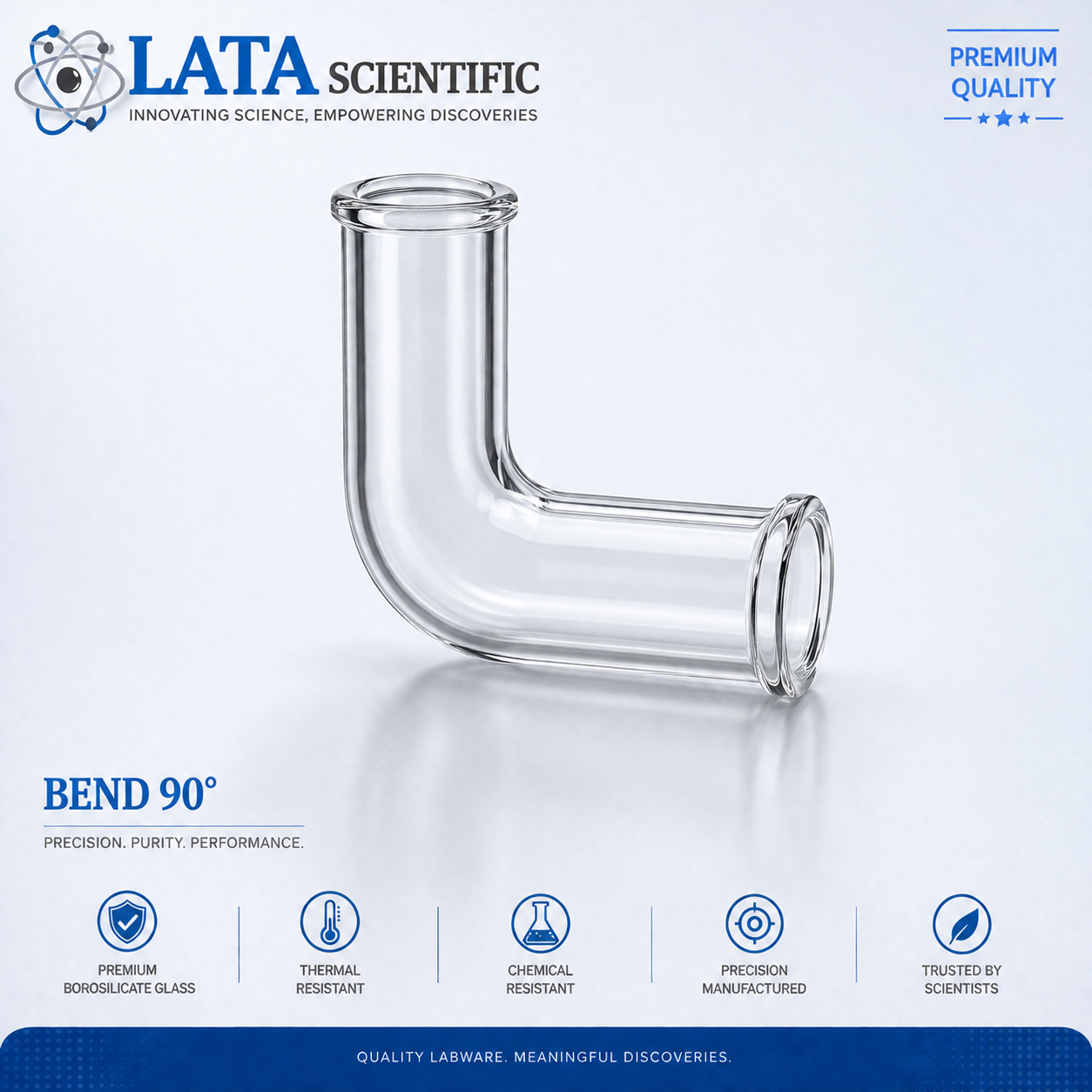 Borosilicate glass 90 degree bend with beaded ends