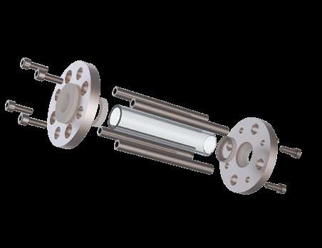Exploded assembly view of the Lined SS Tubular Sight Flow Indicator showing numbered components