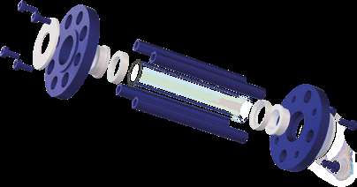 Exploded assembly view of the MS Allen Key with T-Bush Tubular Sight Flow Indicator showing numbered components