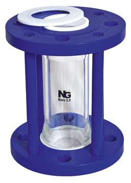 Mild steel allen key tubular sight flow indicator with PTFE T-bush and borosilicate glass tube