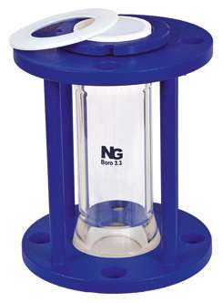 Mild steel check-nut tubular sight flow indicator with one piece frame and PTFE T-bushes