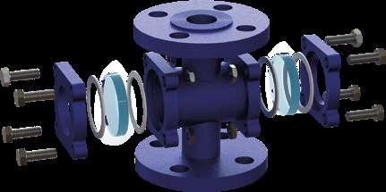 Exploded assembly view of the MS Double Window Sight Flow Indicator showing numbered components