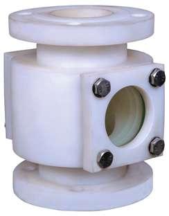 Polypropylene double window sight flow indicator with light weight PP body and two glass windows