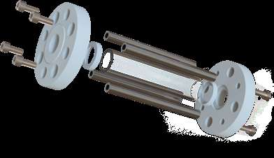 Exploded assembly view of the PP Tubular Sight Flow Indicator showing numbered components