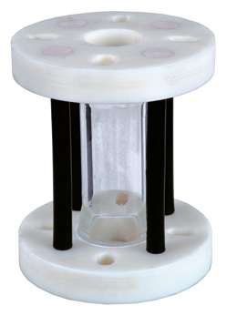 Polypropylene tubular sight flow indicator with PP flanges and borosilicate glass tube