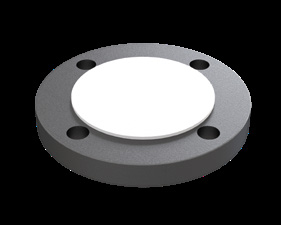 PTFE lined blind flange with fluoropolymer facing covering the raised face