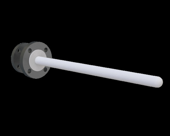 PTFE lined closed dip pipe with sealed lower end for probe and thermowell duty