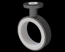 PTFE lined instrument tee machined from carbon steel round bar with a small instrument branch
