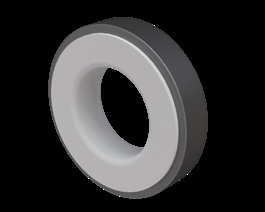 PTFE lined spacer ring showing outer diameter, lined bore and face-to-face length