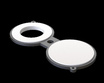 PTFE lined spectacle blind in figure of eight form with one open and one blanked lined disc