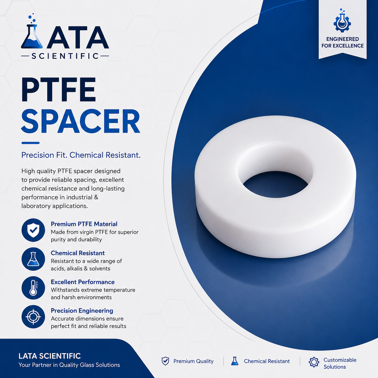 PTFE spacer ring for glass pipeline length adjustment
