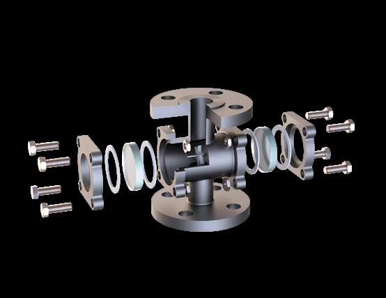 Exploded assembly view of the Rotary Wheel Type Double Window Sight Flow Indicator showing numbered components