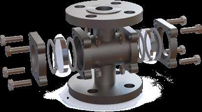 Exploded assembly view of the SS Double Window Sight Flow Indicator showing numbered components