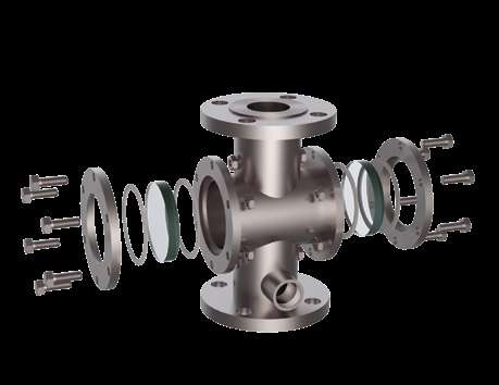 Exploded assembly view of the SS Jacketed Double Window Sight Flow Indicator showing numbered components